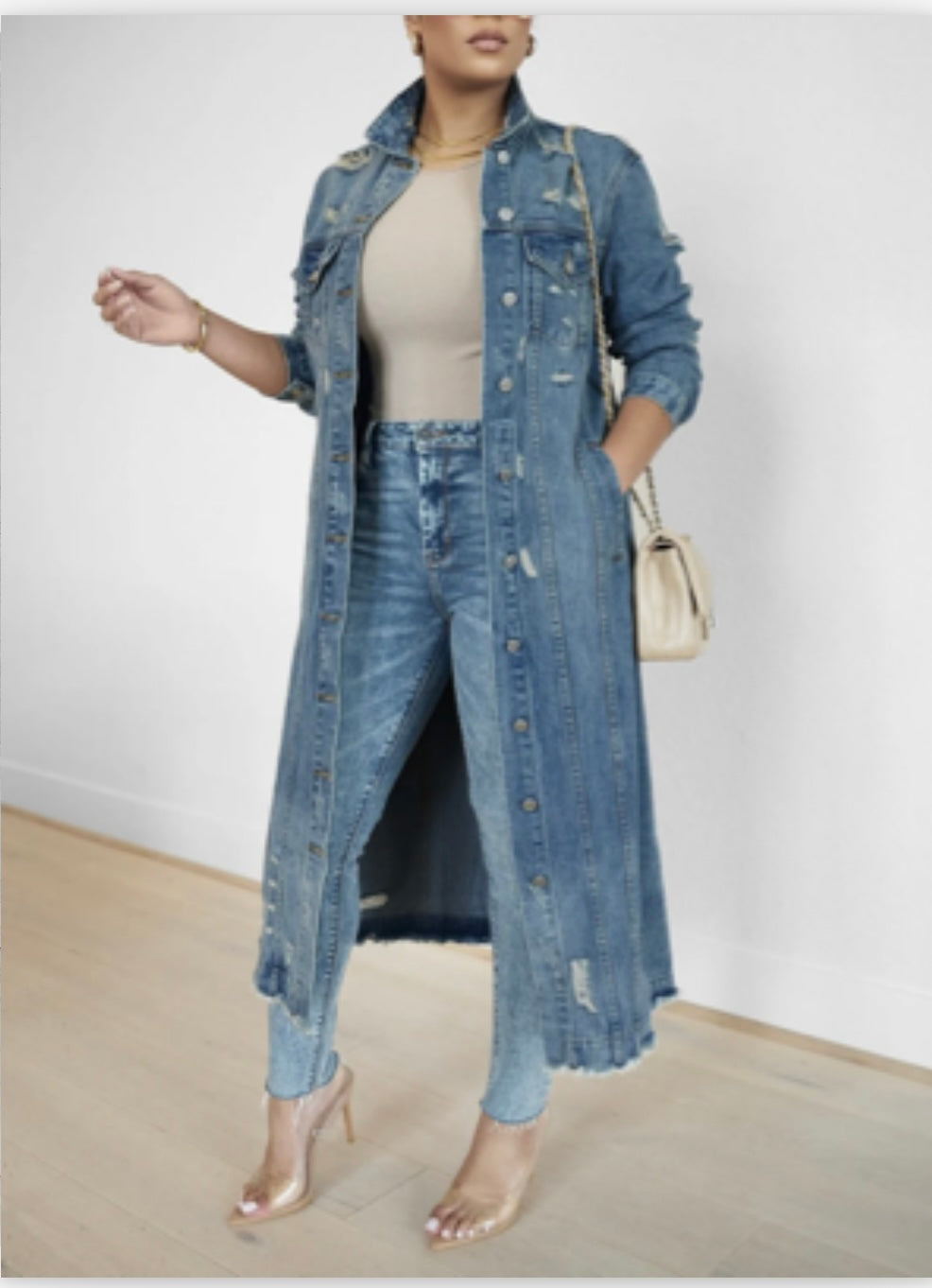 Denim long jacket